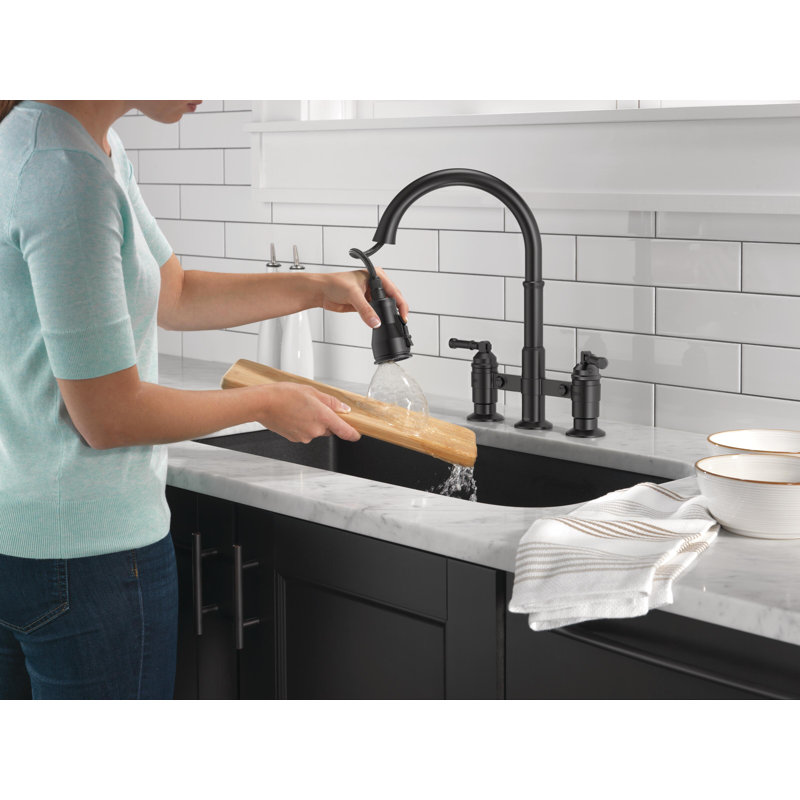 Delta Broderick Pull Down Two Handle Bridge Kitchen Faucet Wayfair